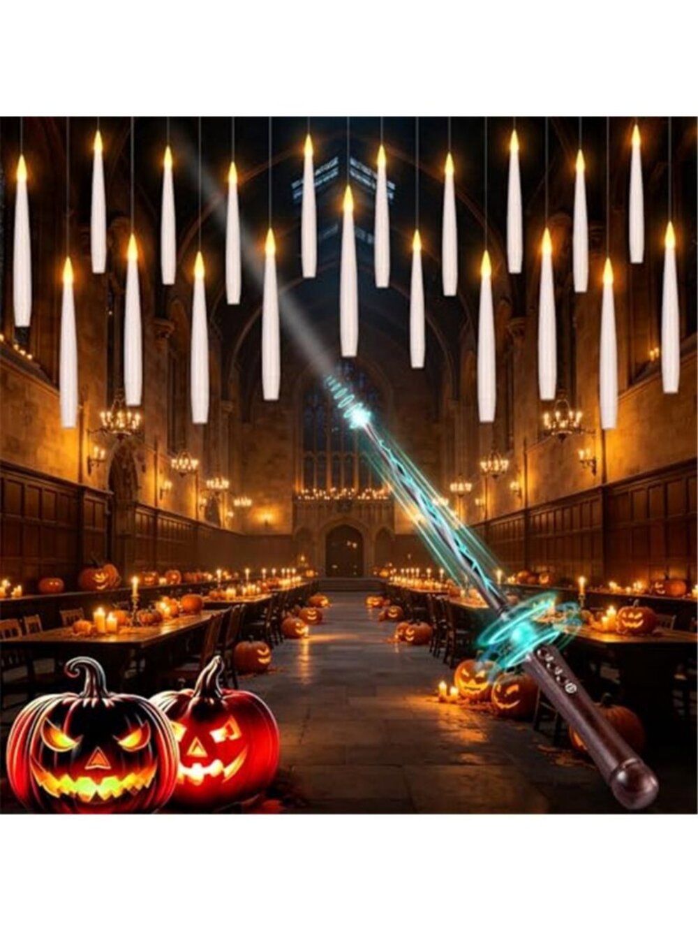 30 Halloween Mochi Squishy Toys + 20 Floating Candles with Magic Wand